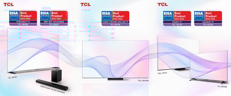 TCL Dominates with Five EISA Awards Redefining Excellence in Large-Screen & QD-Mini LED Tech