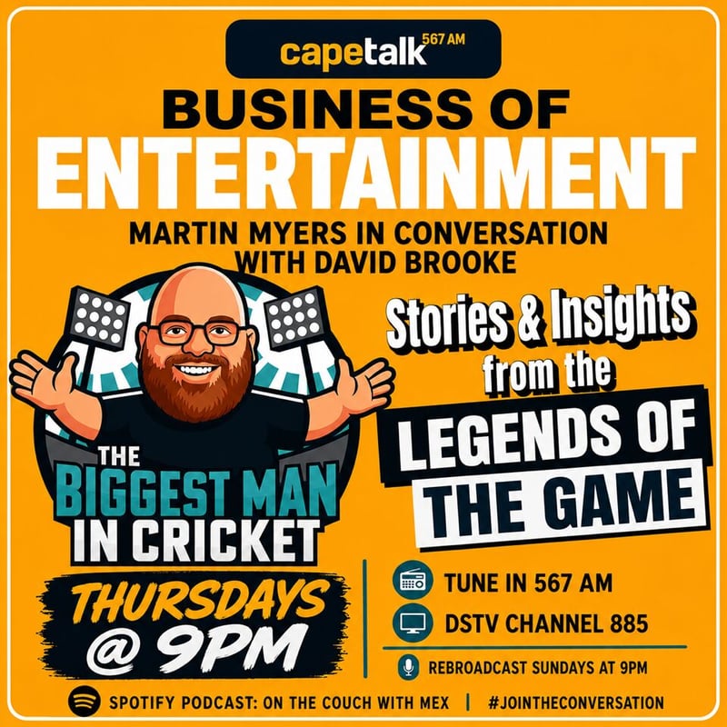 The Biggest Man in Cricket Joins Martin Myers on Cape Talk this Thursday 30th July at 9pm.