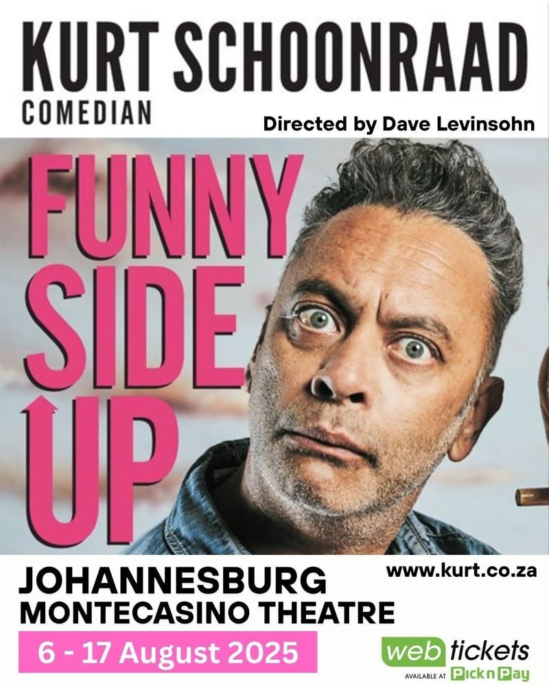 Kurt Schoonraad Brings the Laughs to Montecasino Studio Theatre with His New Comedy Hit, Funny Side Up, this August