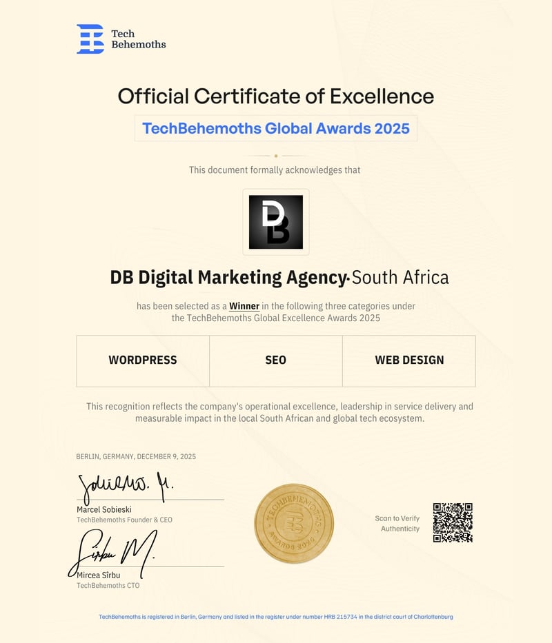 DB Digital wins three South African titles in the TechBehemoths 2025 Global Excellence Awards