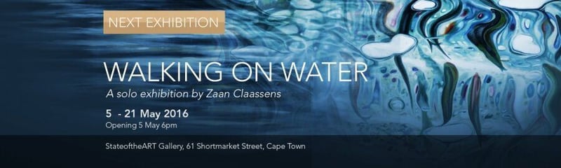 WALKING ON WATER | a solo exhibition at StateoftheART by Zaan Claassens in which the artist examines water surfaces, reflected light and the ephemeral nature of her subject matter.