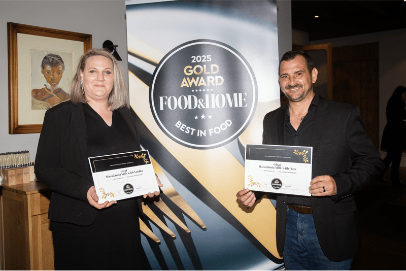 Celebrating Two Golds for Giraf Macadamia as Best Vegan Milk Alternative