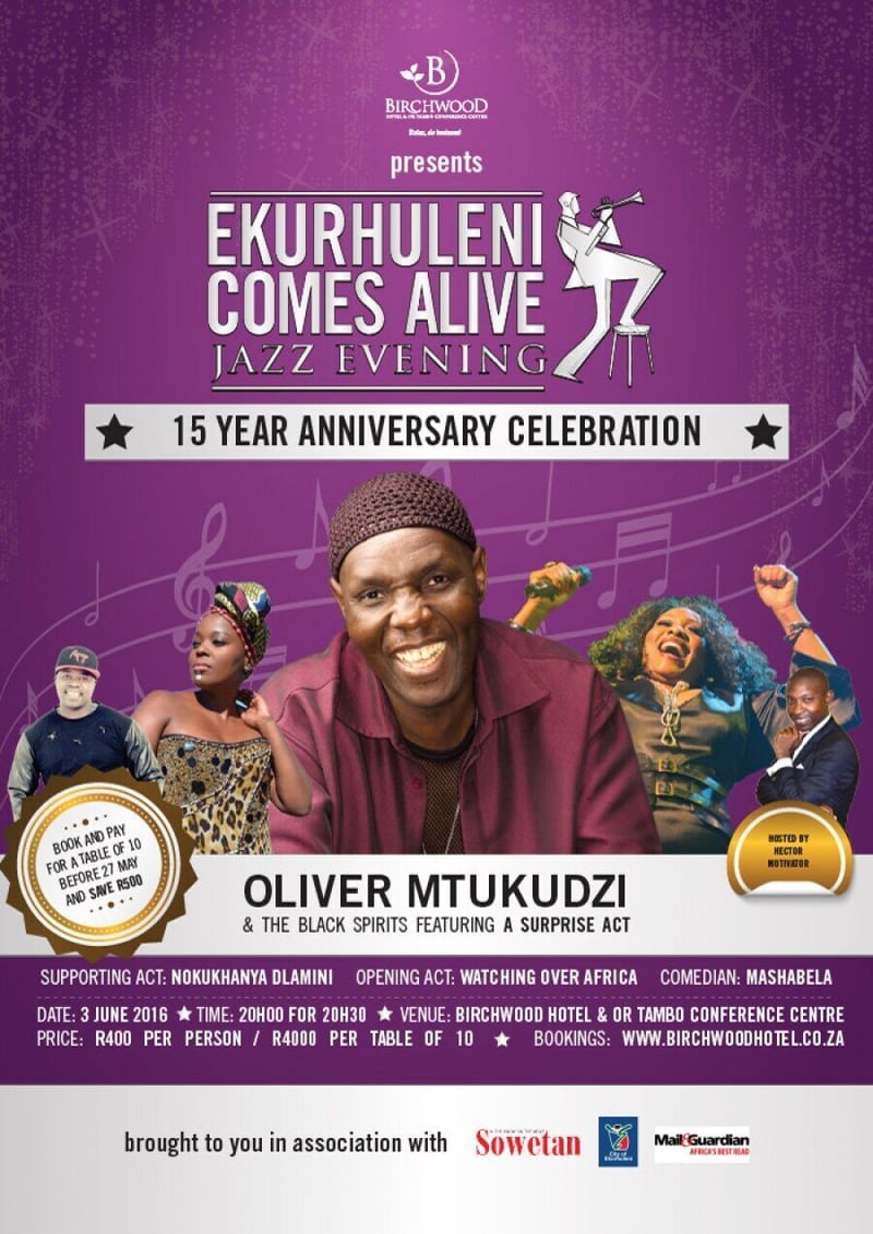 Oliver Mtukudzi to headline June Birchwood Jazz Festival