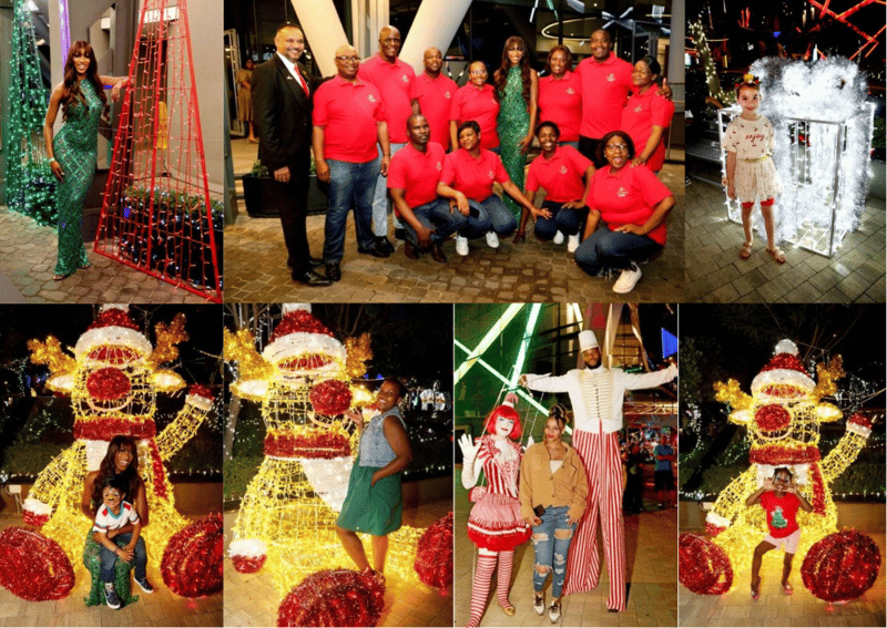 Time Square Festive Lights are on and shining brightly