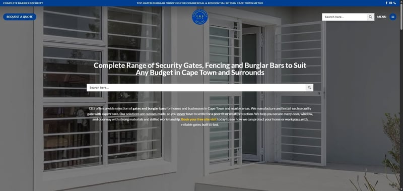 Complete Barrier Security (CBS Cape) Launches in Cape Town with Security Gates, Security Shutters, and Burglar Bars