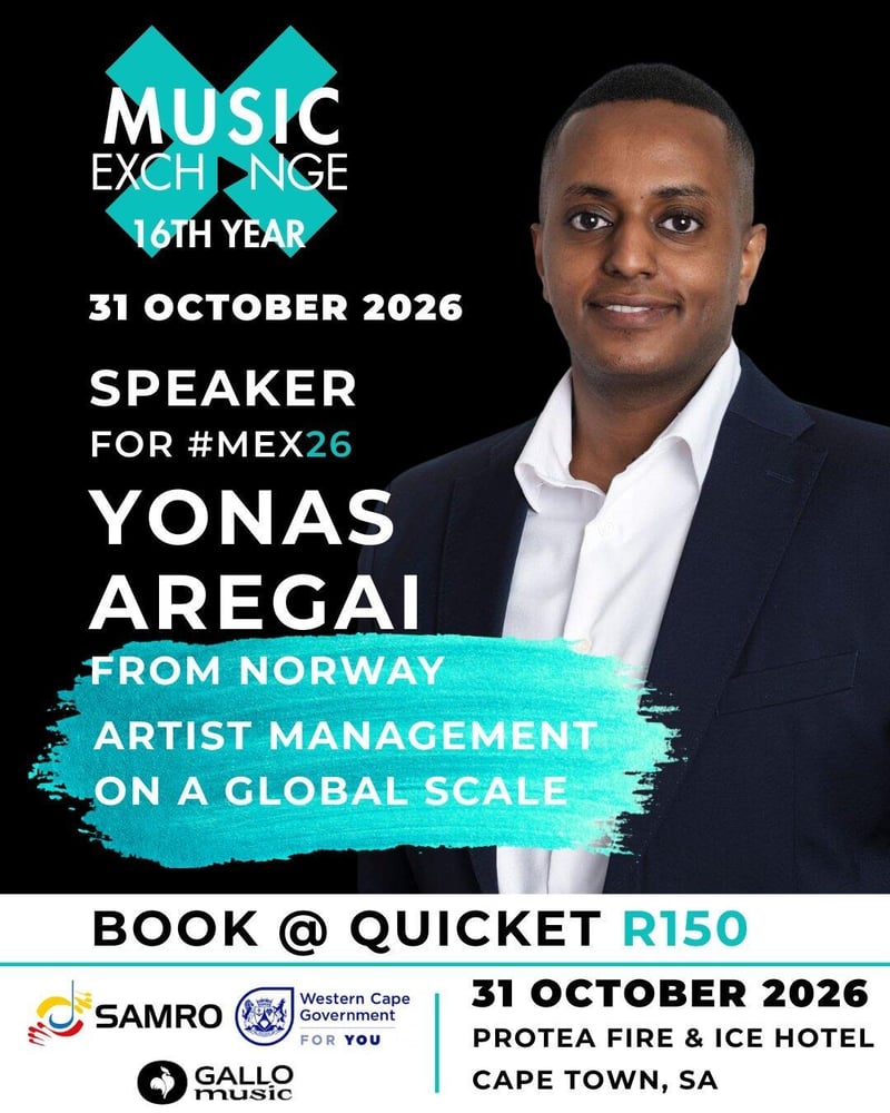 Global thought leader Yonas Aregai to feature at Music Exchange on 31 October #MEX26