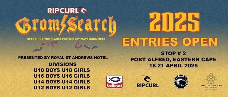 Entries Open For The Rip Curl Gromsearch Port Alfred presented by the Royal St Andrews Hotel and supported by Sea Harvest