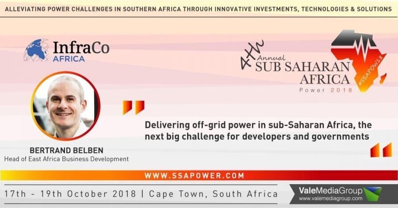 #SSAPOW18 Update - Bertrand Belben, Head of East Africa Business Development, InfraCo Africa announces Roundtable debate topic