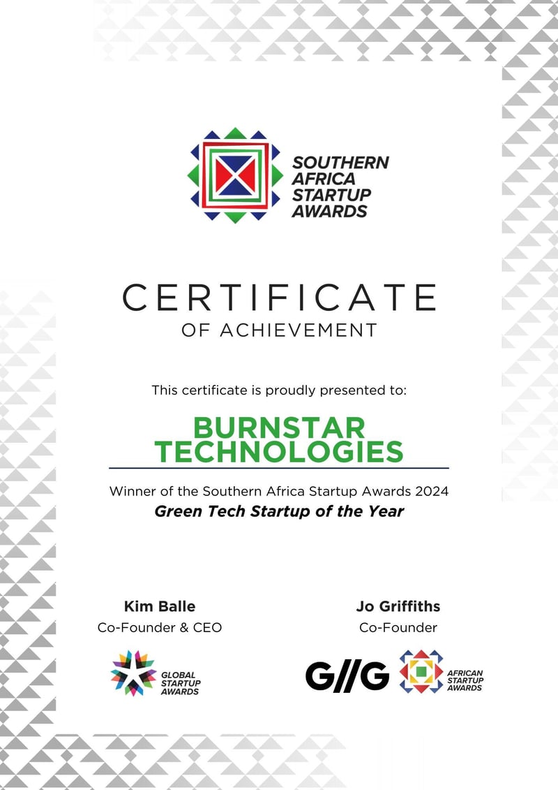 BurnStar Technologies selected as Best Green Tech Startup by GSA Global