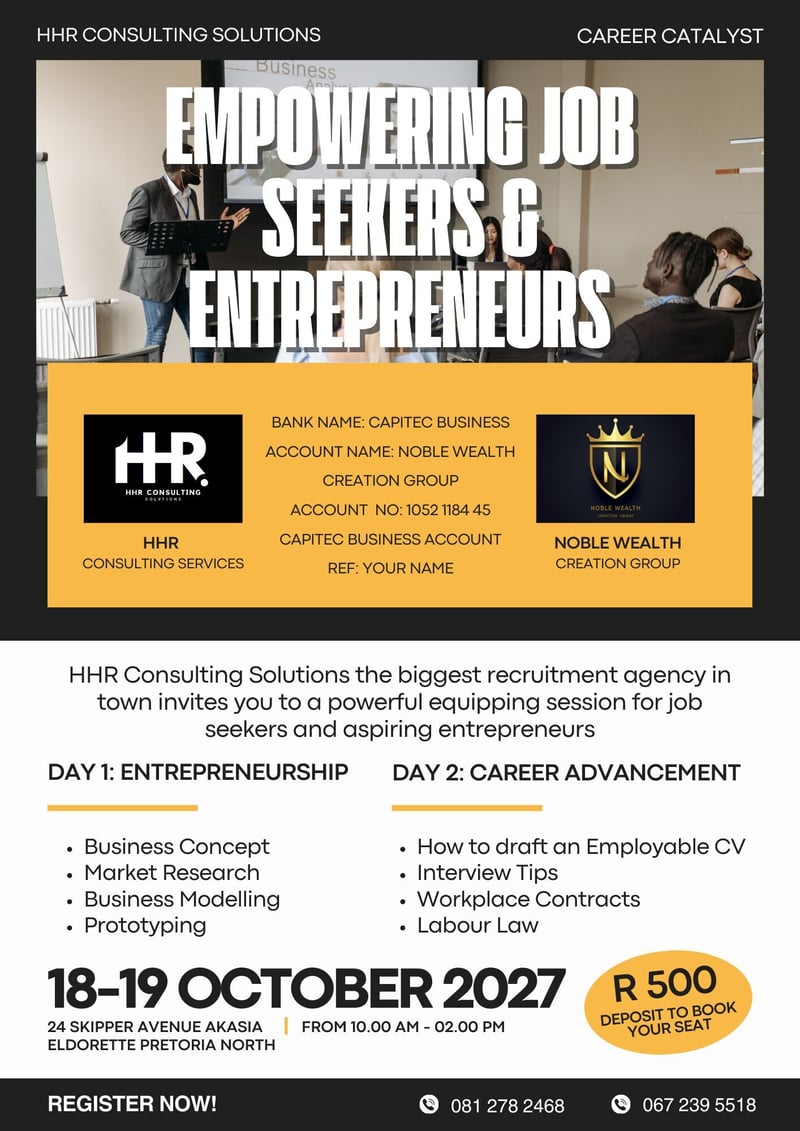 Empowering Job Seekers and Entrepreneurs - Transformative Workshop Coming to Pretoria