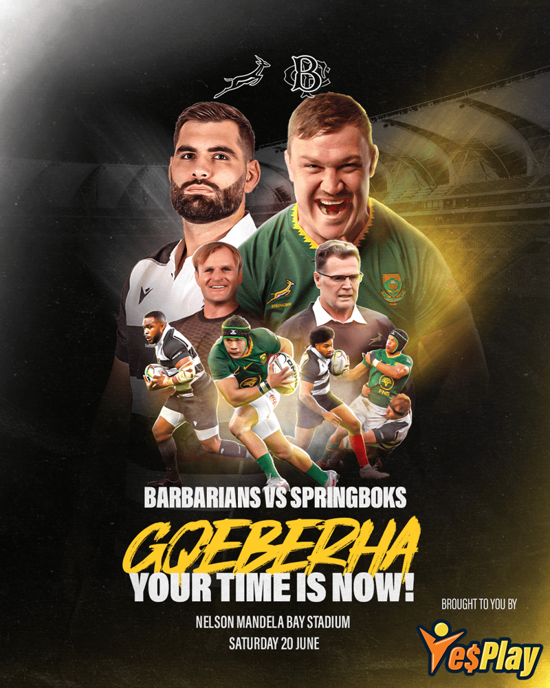 YesPlay secures Title Sponsorship for Springboks vs Barbarians fixture In Gqeberha