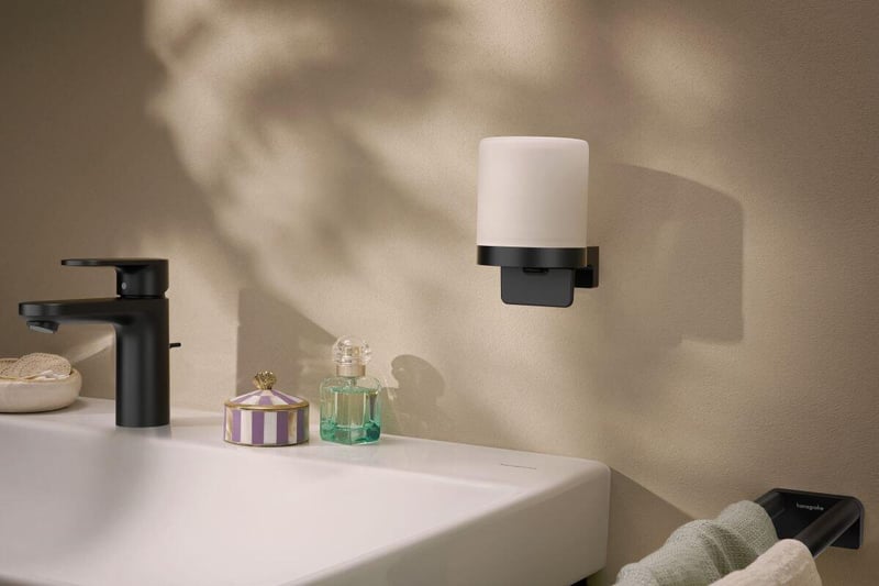 The new hansgrohe AddStoris S accessories complete the feel good bathroom