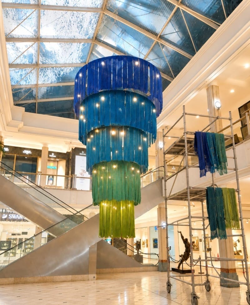 Hyde Park Corner unveils world’s largest handmade scarf chandelier at Yarn by Design Expo as Secret Scarves Shh... turns ten this Mandela Day