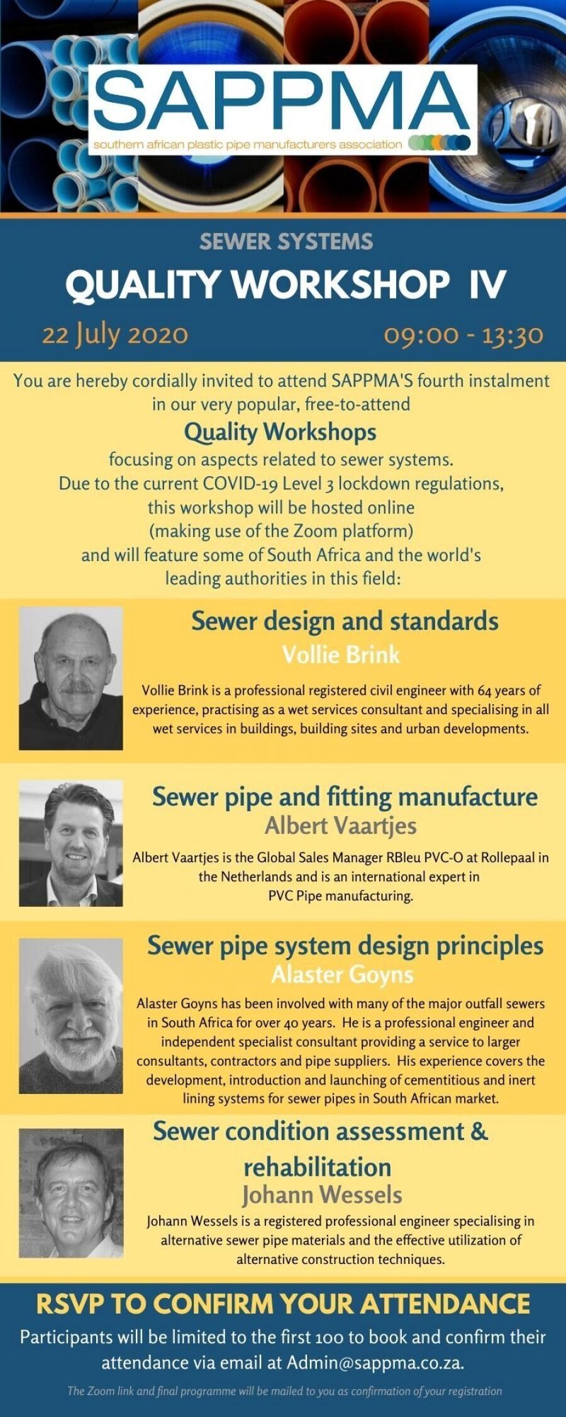 SAPPMA hosts quality workshop on Sewer Systems - Plastic Pipes able to surpass the demands placed on Modern Sewer Systems