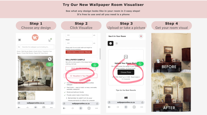 No More Guesswork -  Wallpaper Online Launches a Free Room Visualiser So South Africans Can See Any Design on Their Own Wall Before They Buy