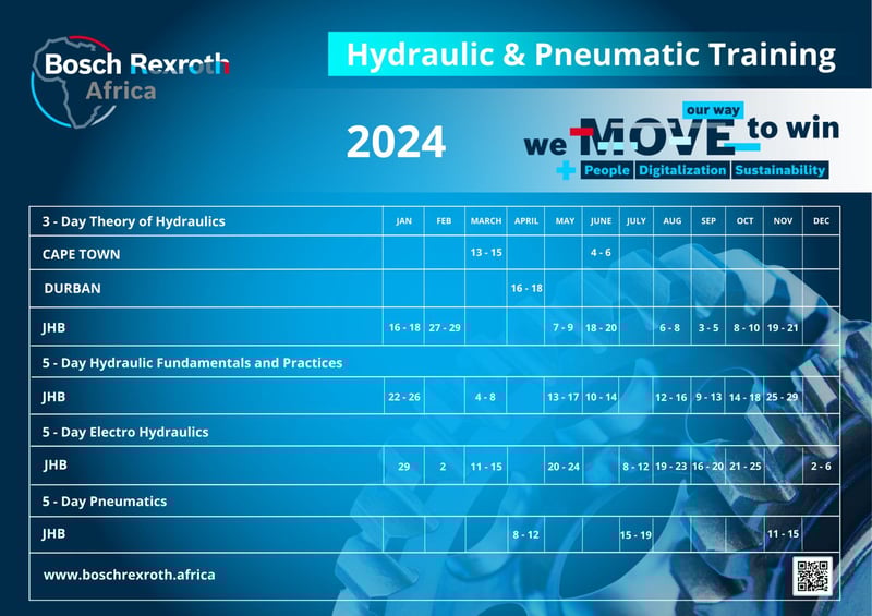 Bosch Rexroth Africa announces 2024 Hydraulics and Pneumatics Training Calendar