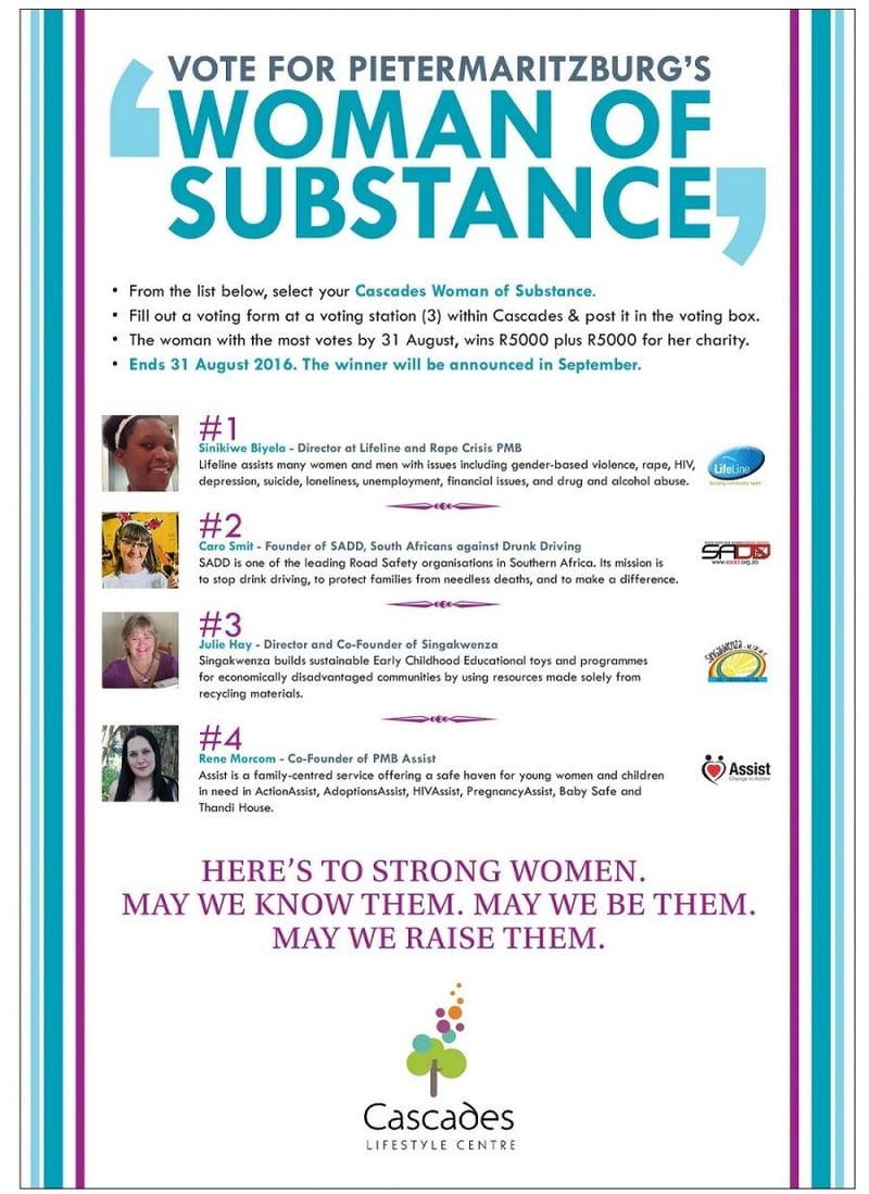 Vote for your ‘Cascades Woman of Substance’ at Cascades Centre throughout August