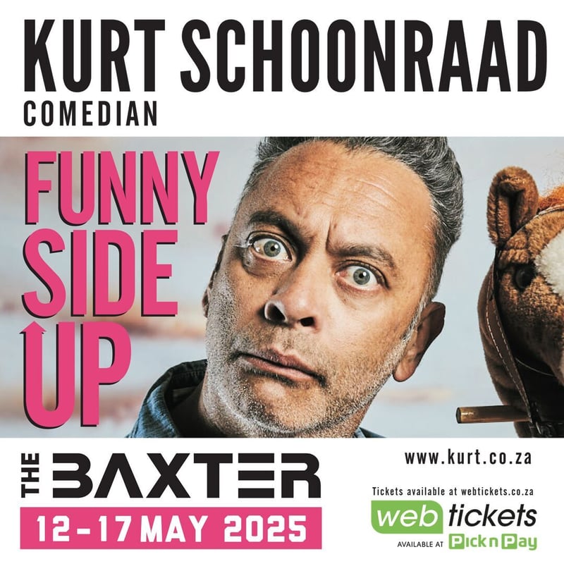 Celebrated SA comedian Kurt Schoonraad Brings the Laughs to the Baxter Theatre with His Brand-New Show, Funny Side Up, this May