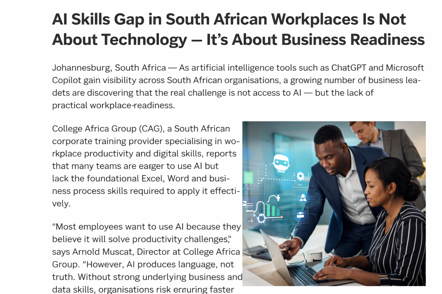 AI Skills Gap in South African Workplaces Is Slowing Real Productivity Gains