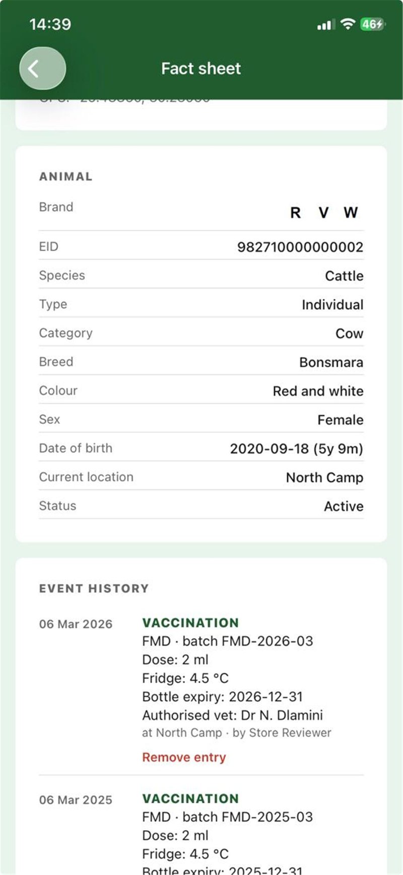 Under new FMD control measures, a paper vaccination book no longer produces proof