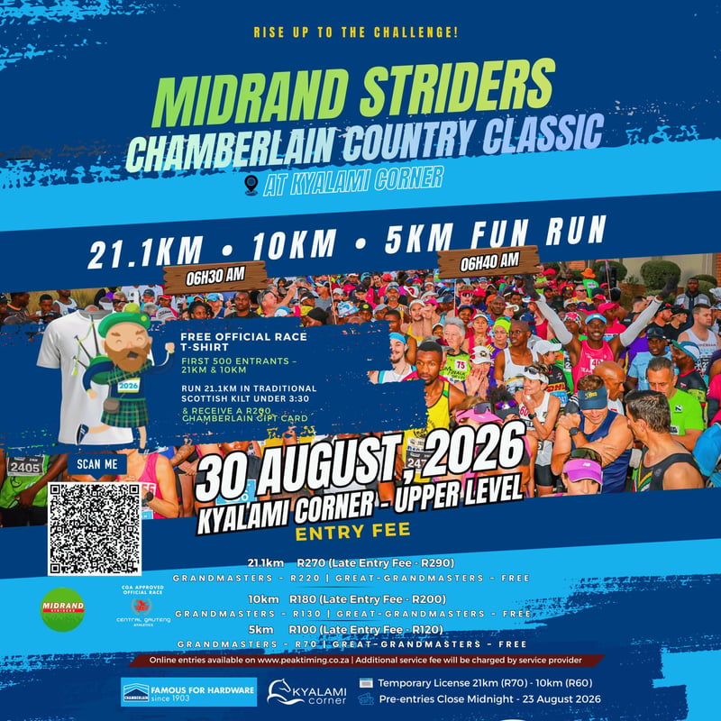 Historic Midrand Race Enters a New Era as the Midrand Striders Chamberlain Country Classic