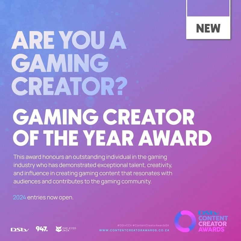 DStv Content Creator Awards Introduces Exciting New Category - Gaming Creator of the Year