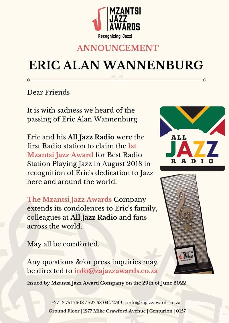 ANNOUNCEMENT - Eric Alan Wannenburg