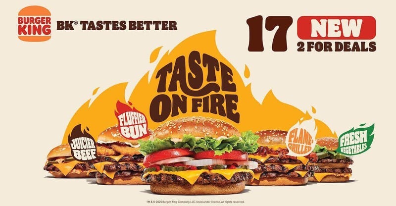 Taste On Fire - Burger King Unveils 17 New 2-for Deals Starting At R110