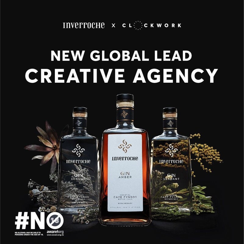 Inverroche, the pioneer of handcrafted luxury gin brand appoints Clockwork for global creative task