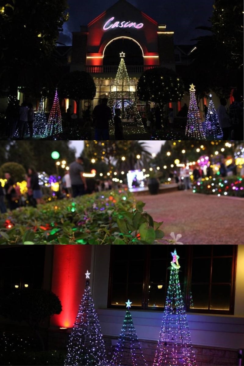 Windmill Christmas Garden Lights shining brightly